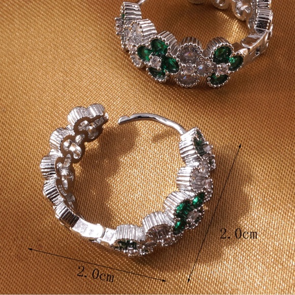 Any 4/$25! Silver Clear and Emetald Green Crystal Infinity Hoop Earrings - Picture 4 of 6